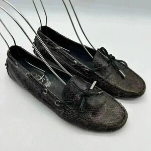 TODS WOMEN'S GOMMINO DRIVING SHOES 111th Anniversary BG Brown Purple Python 37